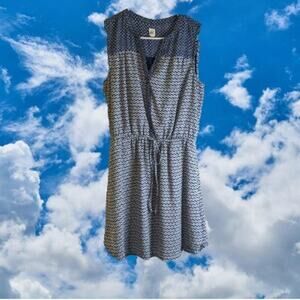 Gap small lined sleeveless blue polyester elastic waist W/tie dress.